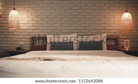 White bedroom design modern have lamp.