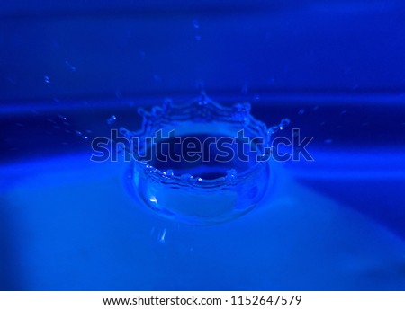 Water drop splash blue colored