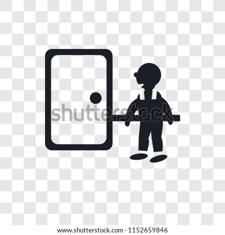 Man knocking a door vector icon isolated on transparent background, Man knocking a door logo concept