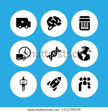 9 3d icons in vector set. rocket, nervous system, technological and healthcare and medical illustration for web and graphic design