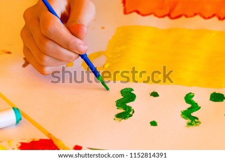 abstract  paint brush strokes watercolor background on white paper,children's drawing.