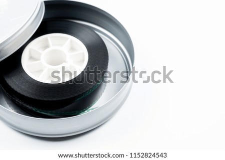 35mm Movie Film Reel, Motion Picture Film Isolated On White Background.