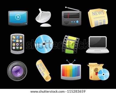 Icons for media. Vector illustration.