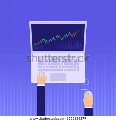 Stock market analysis,finance.Flat style illustration.Money investing. Investment banking.Futures market trading.Financial investment. Vector illustration.