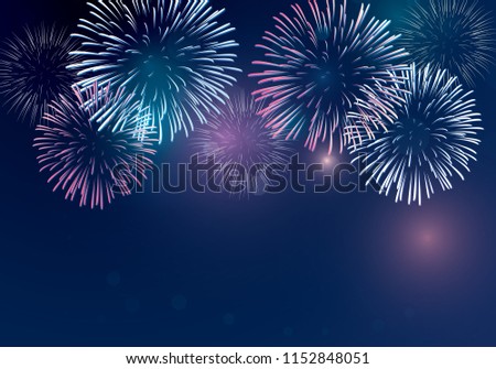 holiday firework vector on twilight background for celebrating events.
