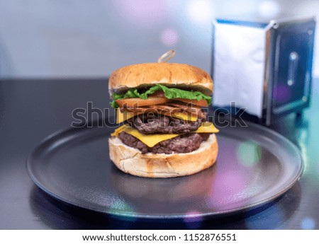 Hamburger with effects of light