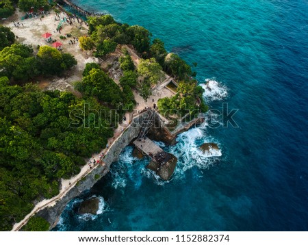 aerial view of a coral cliff used as a tourist attraction