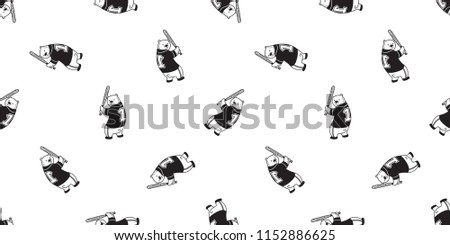 Bear seamless pattern Polar Bear vector baseball sport scarf isolated till background repeat wallpaper