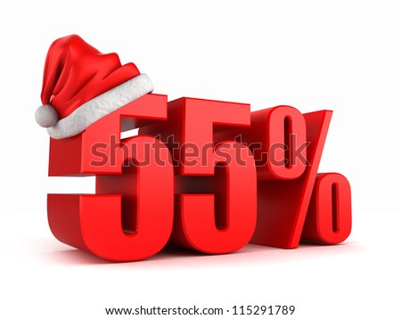 3d render of 55 percent with santa hat