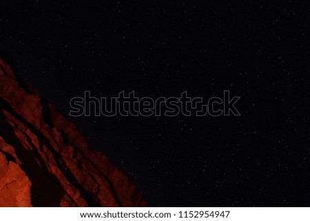 mountain, night sky with stars, on background