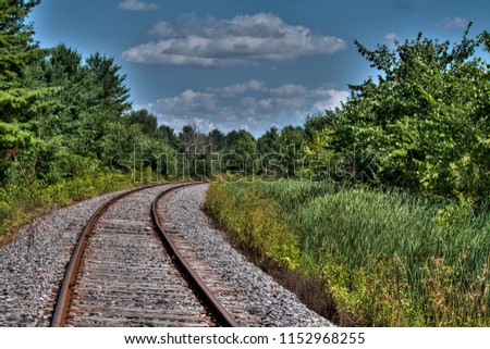 Railway track in rural Ottawa, Ontario Canada