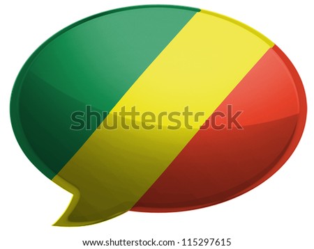 The Congo flag painted on speaking bubble with reflection