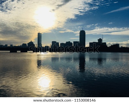 Boston Skyline During Sunrise From Charles River