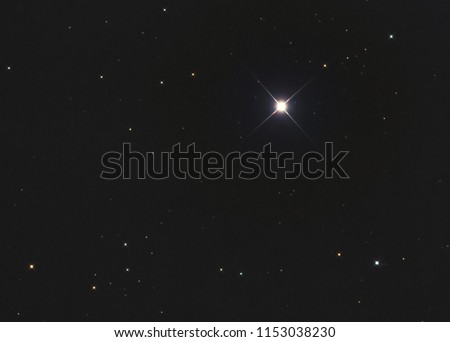 Polaris or Alpha Ursae Minoris or the pole star is the brightest star in the constellation Ursa Minoris Royalty-Free Stock Photo #1153038230