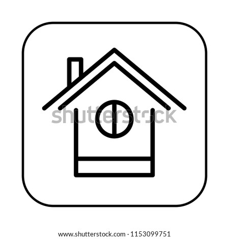 Home Icon. Private House concept. Editable stroke flat icons. Simple thin line art logo. Web app button. Vector illustration. 