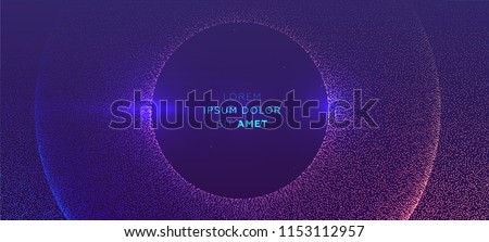Glowing particles liquid dynamic flow with glowing bubble frame. Trendy fluid cover design. Eps10 vector illustration Royalty-Free Stock Photo #1153112957