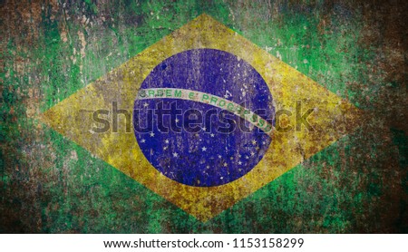 Old grunge Brazil flag