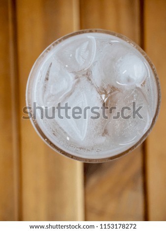 Ice water in a glass cup
