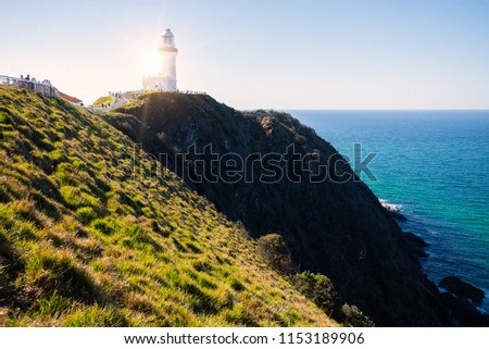 A lighthouse in Byron Bay,Australia. Royalty-Free Stock Photo #1153189906