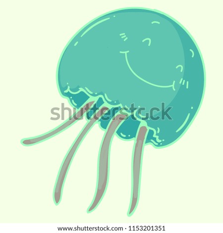 Decorative hand drawn illustration of jellyfish. Cute doodle for advertising, leaflets, banners, menu