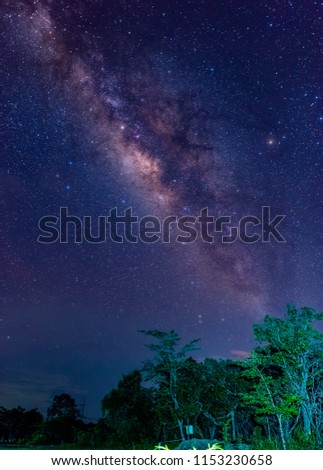 Night sky Milky Way photo at PHA TAM national park UBONRATCHATHANI THAILAND