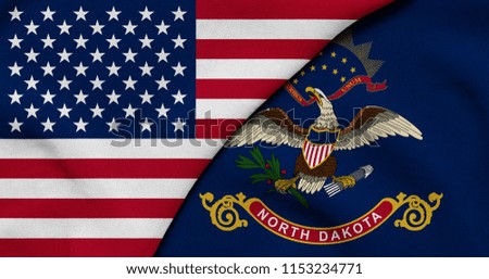 Flag of USA and North Dakota state (USA)