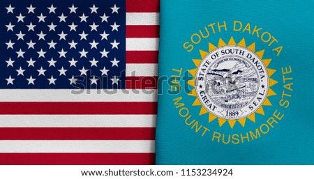 Flag of USA and South Dakota state (USA)