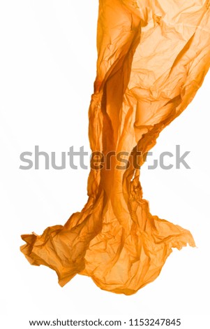 Texture of wrinkled plastic bag isolated on white background.