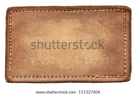 Blank leather jeans label, isolated.