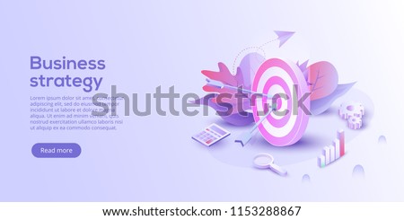 Business analysis isometric vector illustration. Growth strategy or financial goal concept. Growing graph and target as successful entrepreneurship metaphor. Royalty-Free Stock Photo #1153288867