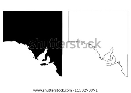 South Australia (Australian states and territories, SA) map vector illustration, scribble sketch South Australia map