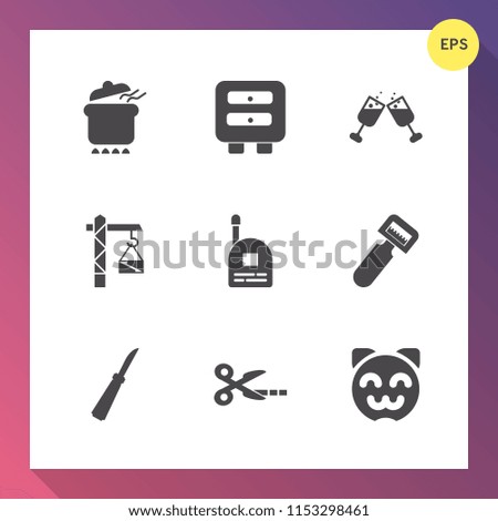 Modern, simple vector icon set on gradient background with drink, diet, fun, knife, red, business, boy, young, meal, alcohol, child, wine, cabinet, dinner, potato, stew, communication, food, cat icons