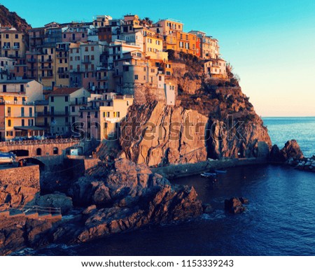 Picture of Manarola La Spezia  city with small villages at sea view, Italy