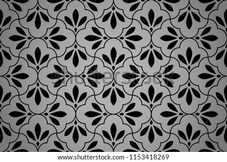 Flower geometric pattern. Seamless vector background. Black ornament. Ornament for fabric, wallpaper, packaging. Decorative print