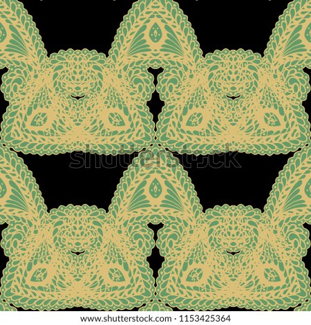 Seamless Hand Drawn Pattern with Zentangle Elements. Vintage Zendoodle Rapport for Feminine Fabric, Wallpaper, Dress. Cute Autumn Background in Orient Style. Vector Seamless Texture with Flowers