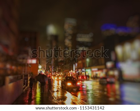 A rainy night in Toronto, Canada.