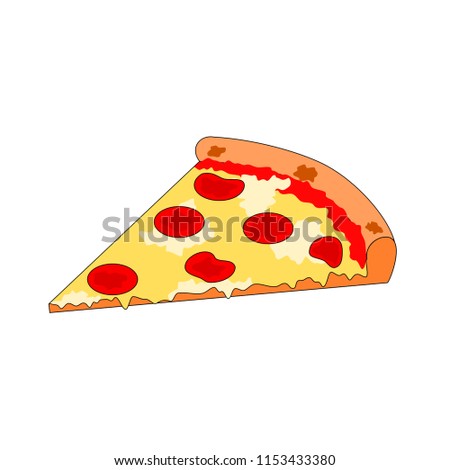 Tasty fast food slice cheese pizza icon on white background