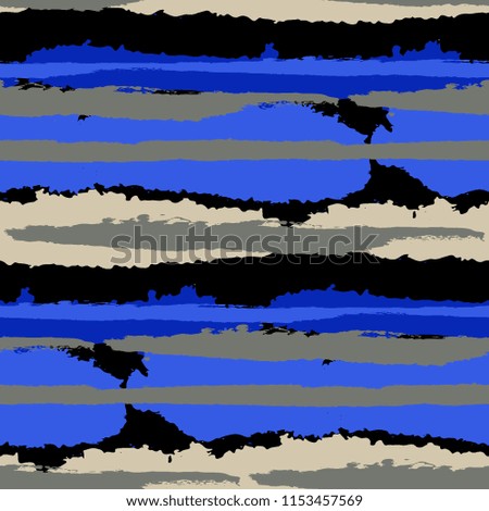 Seamless Background with Stripes Painted Lines. Texture with Horizontal Dry Brush Strokes. Scribbled Grunge Motif for Linen, Fabric, Textile. Rustic Vector Background with Stripes