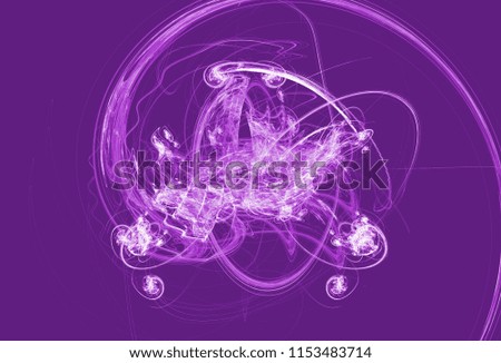 Purple color toned monochrome abstract fractal illustration. Raster clip art.