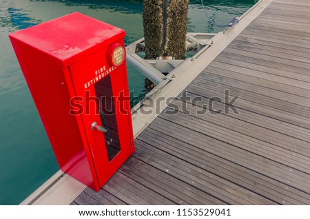 Fire extinguisher at a palce of yacht.