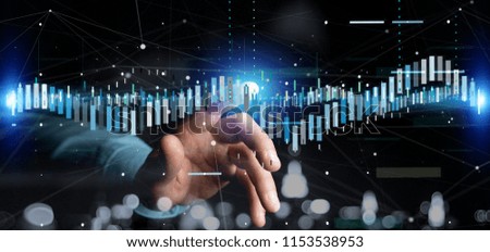 View of a Man holding a Business stock exchange trading data information