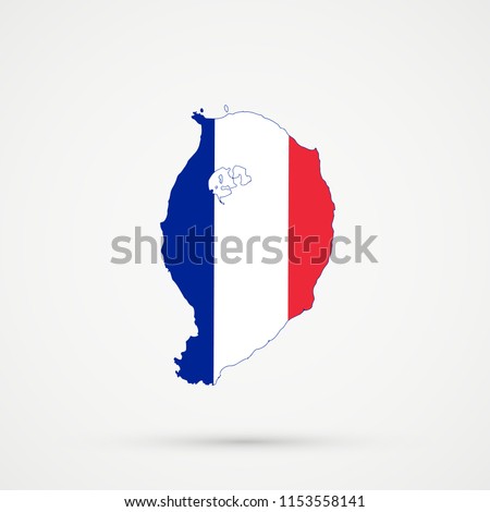 Corvo Island map in France flag colors, editable vector.