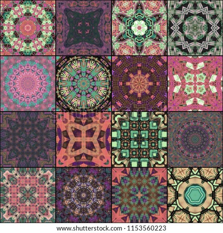 art colorful vintage seamless ethnic pattern with floral and mandala elements, with Islam, Arabic, Indian, Ottoman motifs in violet and pink colors