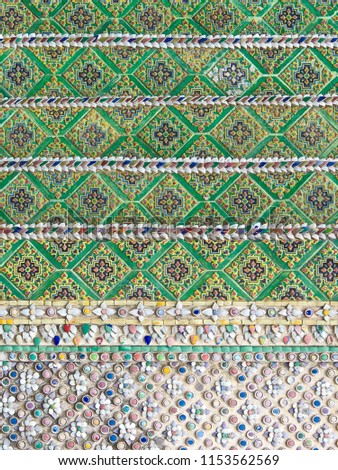 Mosaic Art At Wat Phra Kaew ( Temple Of Emerald Buddha ) Bangkok , Thailand

