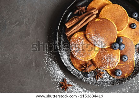 Pumpkin Pancakes Spicy Cinnamon Blueberry. 
