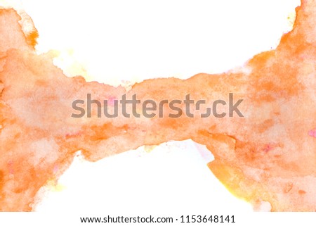Artwork. Close up of orange watercolor painting art background, Abstract watercolor painting art. Hand drawing in color yellow on hot toned. Watercolor texture for card or creative banner design. Sun