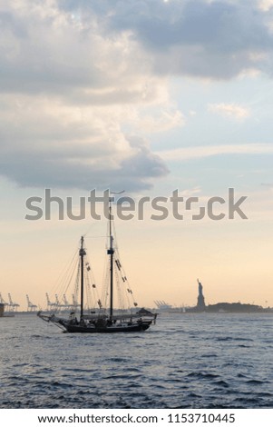 Statue of Liberty and yacht, New York City