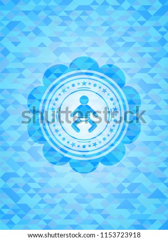 baby icon inside light blue emblem with mosaic ecological style background