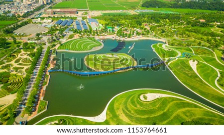 Aerial landscape of Suncheon city of South Korea. Beautiful landscapse of Suncheon, South Korea.