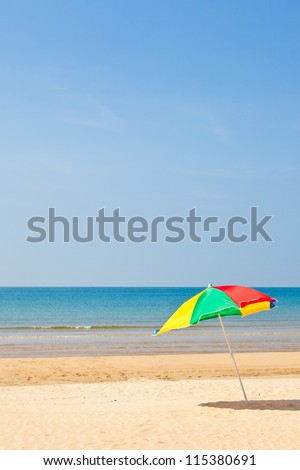 This is a picture of the sea and beach umbrellas I was taken in summer.